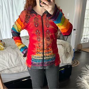 The Collection Royal Women’s Medium Patchwork Boho Aztec Zip Up Jacket